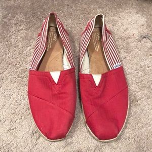 Red & White Stripe Toms Espadrilles